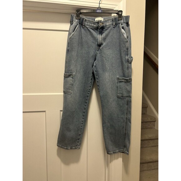 Women’s Size 11 30 Happily Gray Gabby Cotton Medium Wash Blue Denim Cargo Jeans - Picture 1 of 6